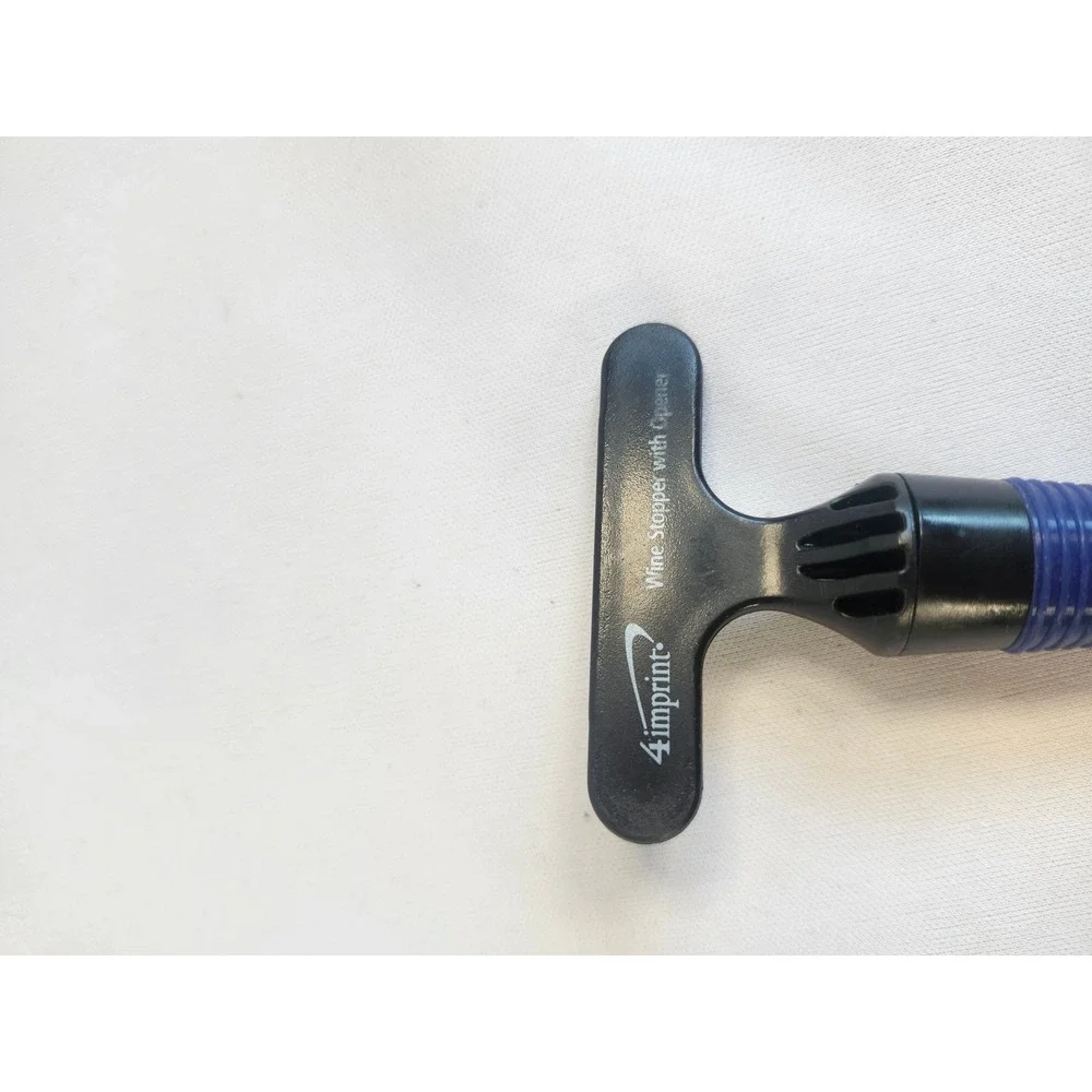 4imprint‎ Wine Stopper with Opener Black Blue T-Shape Bar Tool Corkscrew Sealer
